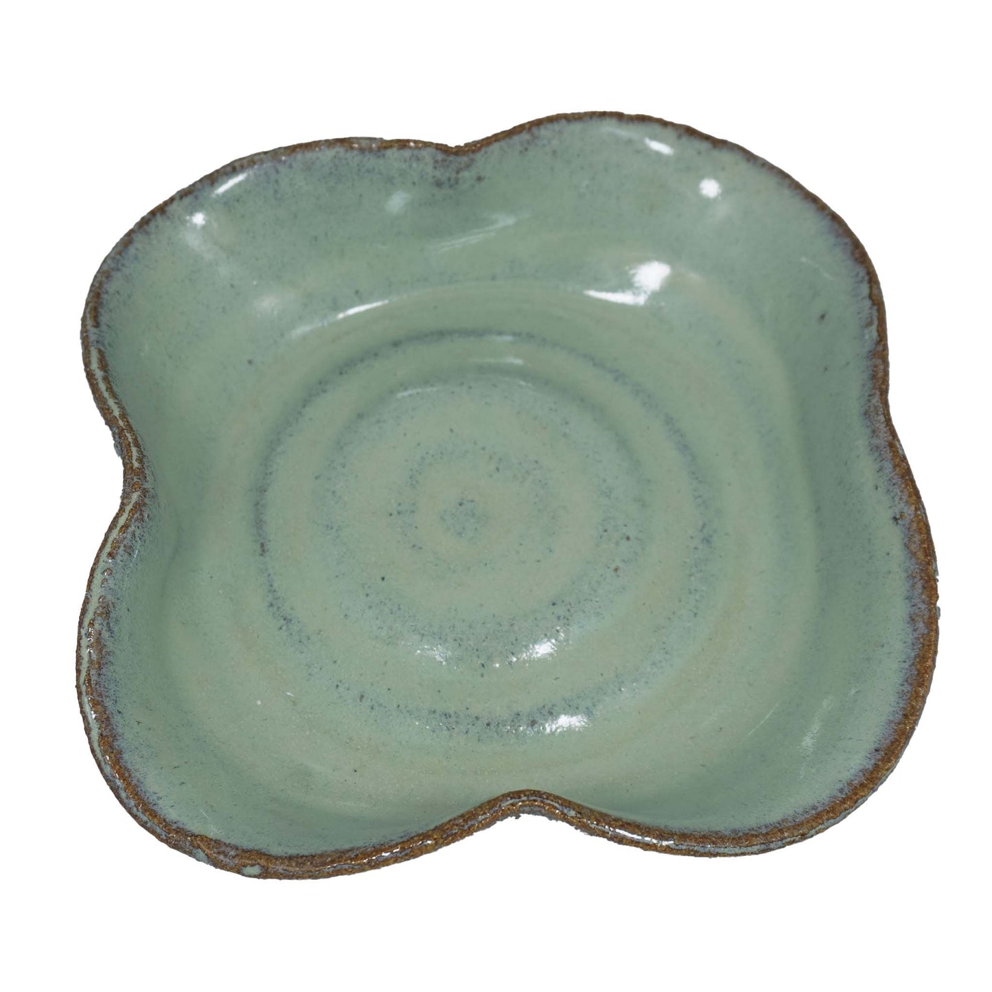 Mint Green Quatrefoil Ceramic Dish